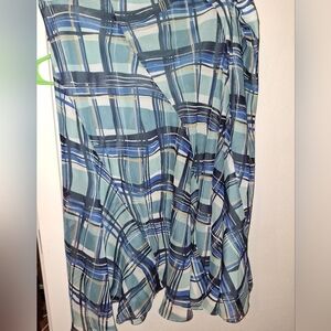 Emma James Blue Striped Flair Skirt Mid Length Size 16